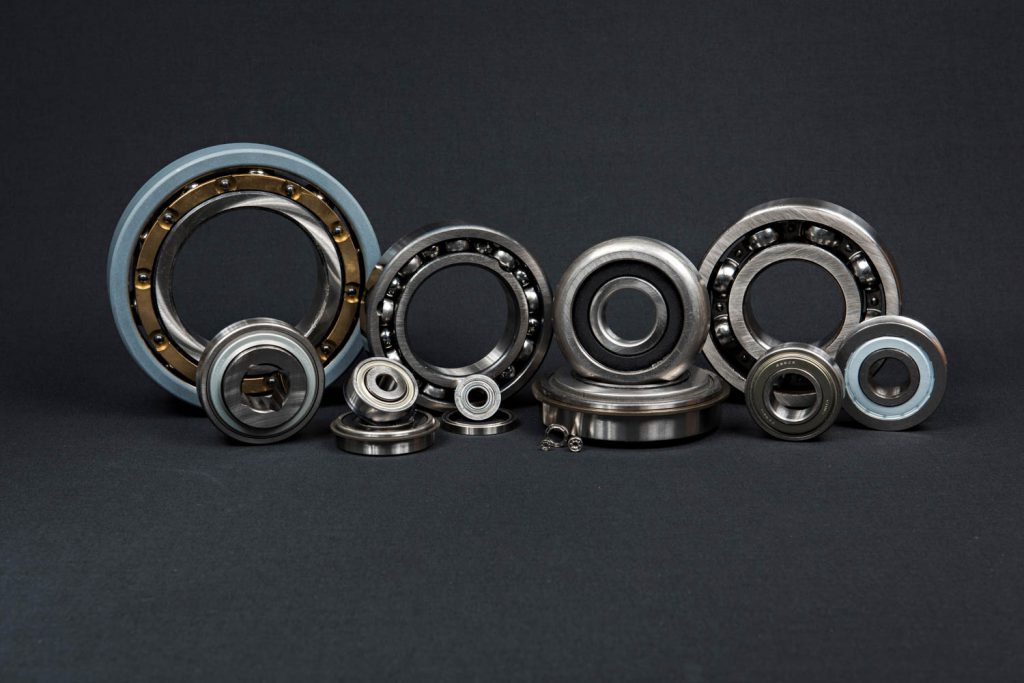 Deep Groove bearings photographed on gray background