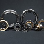 Cylindrical Roller bearings photographed on gray background