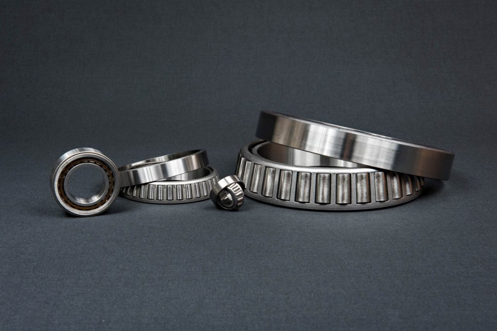 Tapered Roller bearings photographed on gray background